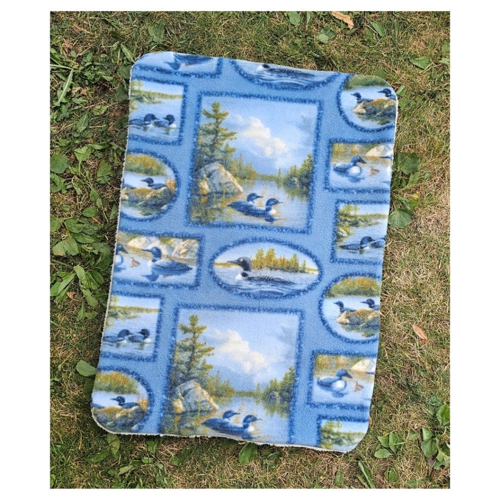 NEW! Lake Ducks Blue Pet Mat - Medium - 3 Layers, Fleece + Sherpa | Dog Cat Baby